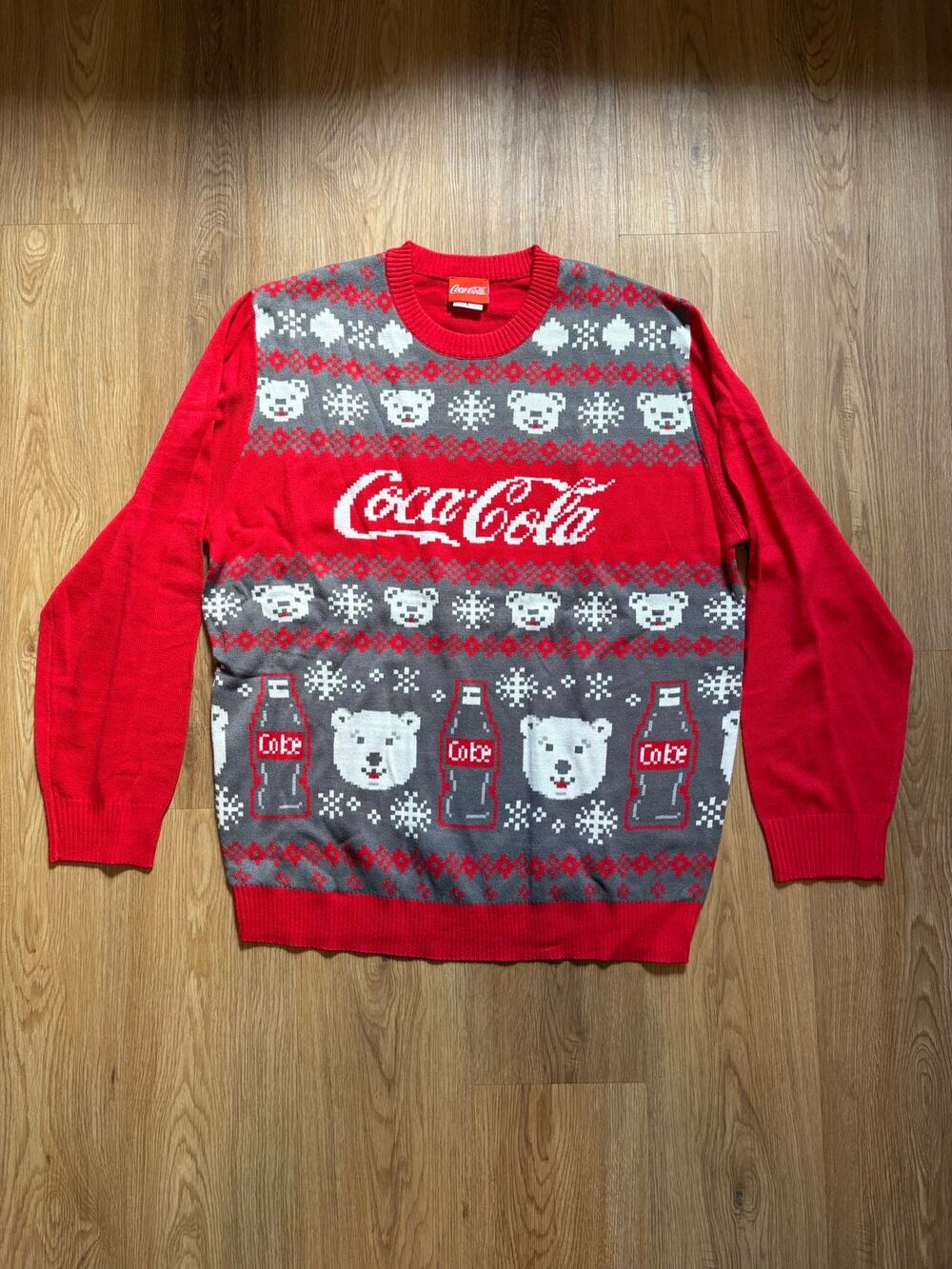 Official Licensed Coca-Cola Polar Bear Ugly Christmas Sweater New Size Large